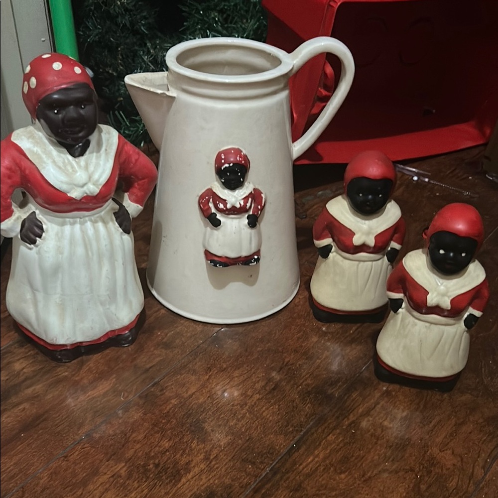 Vintage Ceramic Kitchen Set with Red Accents